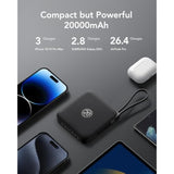 20000Mah Portable Charger With Built-In Cables, Travel Essentials, 22.5W Fast Charging Power Bank For Iphone, Phone Battery Pack For Iphone 16 15 14 13 12 11 X Samsung Galaxy Series(1 Pack)