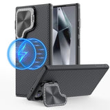 Samsung Galaxy S24 Ultra Magsafe Case with Kichstand Camera Cover, Built-in Magnets, 2-in-1 Lens Cap & Kichstand, Magnetic Case for Galaxy S24 Ultra 6.8" 2024, Black
