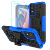For Moto G Play 2024 Case With 2 Pack Screen Protector, Grade Shockproof, Heavy Duty Robust Bumper Cover With Kickstand For Motorola G Play 2024 Phone Blue