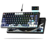 Sk80 75% Keyboard With Color Multimedia Display Mechanical Gaming Keyboard Creamy Sound, Wired Hot Swappable Gasket Mount Rgb Custom Key Board, Pre-Lubed Stabilizer For Mac/Win, Black Kanagawa