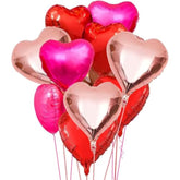 15Pcs Valentines Balloons Heart Shaped Balloons Valentines Day Heart Balloons Heart Foil Balloons Metallic Mylar Heart Balloons For Wedding Birthday Heart Party Decor Heart Baby Shower Decorations