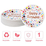 120 Pcs Happy Birthday Party Paper Plates 7 Inch Disposable Cake Dessert Plates Polka Dots For Birthday Party Decorations Favors Supplies