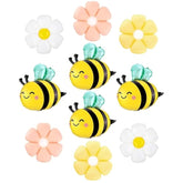 10 Pcs Bee & Daisy Balloons, Yellow & Black Honeybee, Flower Party Decor