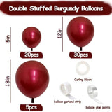 Burgundy Balloons Double Stuffed Red Maroon Balloon Garland Different Sizes 18/12/5In Wine Ruby Red Balloon Arch Kit For Birthday Valentine Mother'S Day Bridal Wedding Graduation Party Decorations
