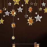 Silver Gold Star Garland Hanging Twinkle Little Star Decorations Glittery Party Supplies For Baby Shower Birthday New Year Eve Graduation Christmas Ramadan Eid Galaxy Theme