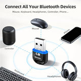 Bluetooth 6.0 Usb Adapter For Pc Desktop Laptop - Pre-Installed Driver, Plug And Play, Windows 11/10/8.1/7 Compatible - Wireless Dongle For Headset, Speaker, Keyboard, Mouse, Printer, Controller