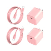 Usb C Charger Type C 20W Fast Speed Wall Adapter, 2 Pack Power Block 4Ft Type C To C Charging Cable Compatible With Samsung Galaxy S22 Note Google Pixel Macbook (2 X Pink Chargers)