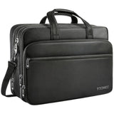 Laptop Briefcases For Men, 17 Inch Expandable Briefcase Computer Bags For Laptop For Men, Water Resistant Multi Compartments Men'S Work Bag With Luggage Strap For Bussiness Travel, Black