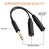 6.35Mm (1/4 Inch) Jack Splitter Cable, 20Cm (8 Inches), Headphone Splitter Cable, Splitter, Stereo Male To Dual Stereo Female Jack, Compatible With Headphone, Amplifier, Karaoke