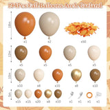 Fall Balloon Arch Kit 194Pcs Orange Brown White Gold Balloons for Thanksgiving Decor