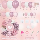 Pink and White Balloon Arch Kit 153pcs Pastel, Confetti & Metallic for Parties and Showers