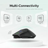 Ergonomic Silent Wireless Mouse 2.4Ghz Bluetooth- For Computer Laptop Tablet,Multi-Device Toggle,Oled Display,Adjustable Dpi, Full Size, 9 Buttons,Rechargeable, Mke-602, Black
