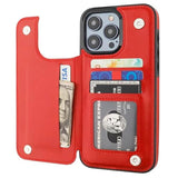 Red iPhone 15 Pro Max Wallet Case with Credit Card Holder