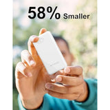 Ultra Slim 10000Mah Power Bank Built-In Cables And Foldable Ac Wall Plug, Pocket Size Usb C Portable Charger, External Battery Pack Compatible With Iphone Samsung Ipad Etc, White