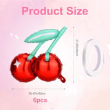 6Pcs Cherry Balloons, Red Cherry Foil Balloons Fruit Theme Party Decorations Birthday Supplies For Girls Baby Showers Fruit Party Home Decor