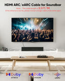 8K HDMI ARC/eARC Cable for Soundbar to TV 3.3FT, eARC HDMI Cable 2.1 48Gbps Ultra High Speed HDMI Cord Dolby Atmos 8K@60Hz, 4K@120Hz HDR 3D