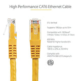 1Ft Cat6 Ethernet Cable - Yellow Cat 6 Gigabit Ethernet Wire -650Mhz 100W Poe+