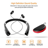 Foldable Bluetooth Headset, Lightweight Retractable Bluetooth Headphones For Sports&Exercise, Noise Cancelling Stereo Neckband Wireless Headset (With Carry Case)
