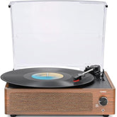 Vintage Record Players For Vinyl With Speakers Belt-Driven Retro Turntable Lp Player Support 3-Speed, Bluetooth Playback, Aux-In, Headphone, Rca All-In-One Auto Stop Phonograph Wooden Brown