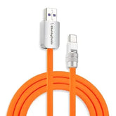 120W USB A to USB C Fast Charging Silicone Cable 3.3FT Orange
