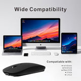 Bluetooth Wireless Rechargeable Mouse For Macbook Pro/Air/Ipad Air/Ipad Pro/Laptop/Tablet/Iphone/Pc, Bluetooth 5.2/3.0 And 2.4Ghz Dual Mode Mouse (Black)