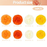 16PCS Fall Party Decorations Orange Tissue Paper Flowers Pompoms Decorations for Girl Groovy Birthday Baby Shower Wedding Autumn Thanksgiving Halloween Room Wall Hanging Décor
