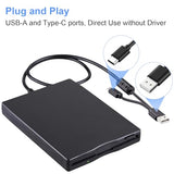 Floppy Disk Reader, 3.5 Inch External Usb & Type-C 1.44Mb Fdd Floppy Disk Drive For Windows 11/10/8/7/2000/Xp, Vista, Pc, Laptop And Desktop, Plug And Play, Black