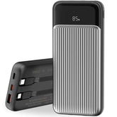 Portable Charger,10000Mah 22.5W Pd Fast Charging Power Bank,With Built-In Cables,4 Outputs 2 Inputs,Travel Essential Phone Power Bank.For Iphone, Ipad,Android,Google, And More(Black)