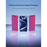 Compatible For Iphone 16 Pro Max Privacy Screen Protector Tempered Glass 6.9 Inch, Pink Gradient Anti Spy Anti Blue Light Hd Easy Installation