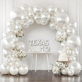 Pearl White Balloons Arch Kit, Double Stuffed White Balloon Arch Kit Different Sizes 18/12/10/5Inch White Latex Balloons For Wedding Bridal Anniversary Birthday Party Decoration