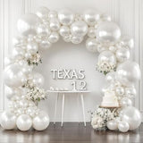 Pearl White Balloons Arch Kit, Double Stuffed White Balloon Arch Kit Different Sizes 18/12/10/5Inch White Latex Balloons For Wedding Bridal Anniversary Birthday Party Decoration