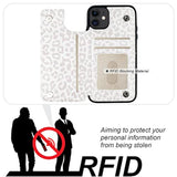 For Iphone 11 Wallet Case With Card Holder, White Leopard Cheetah Pattern Back Flip Folio Pu Leather Kickstand Card Slots Case For Women Girls, Double Magnetic Clasp Shockproof Cover 6.1"