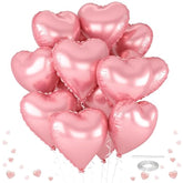 12 Pcs Heart Balloons, 18 Inch Pink Heart Shaped Balloons, Big Helium Balloon,Love Foil Balloon For Wedding Baby Shower Anniversary Backdrop Valentine Party Decoration