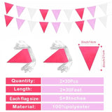 2 Pack Rose Red Pink White Pennant Banner Flags String Triangle Bunting Flag For Grand Opening Wedding Kids Birthday Baby Shower Outdoor Garden Hanging Decorations 60 Feet 60 Pcs