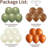Sage Green Brown Balloon, 60 Packs 12 Inch Brown Beige Jungle Safari Wild Woodland Balloon, Olive Green Orange Cream Balloons For Birthday Wedding Shower Party Decorations