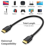 Short Hdmi Cable 1 Foot 2-Pack, 4K 1Ft Hdmi To Hdmi Cable High Speed Hdmi 2.0