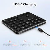 Bluetooth Number Pad, Multi-Device Wireless Numeric Keypad, Usb-C Rechargeable, 35 Keys Portable Numpad For Data Entry, Financial Accounting, Compatible With Laptop, Mac, Imac, Tablet, Pc