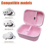 Ltgem Vr Case Compatible With Meta Quest 3S / Quest 3 / Quest 2 / Vision Pro, Portable Vr Gaming Headset And Touch Controllers Case With Lens Protector, Suitable For Travel And Home Storage(Pink)