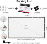 120 Inch Projector Screen 16:9 Foldable Anti-Crease Portable Projector Movies Screens For Home Theater Outdoor Indoor Support Double Sided Projection