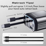 4 In 1 Retractable Usb C Car Charger,69W With Starry Light,Fast Charging For Iphone 16/15/14/13/12,Ipad,Android,Galaxy,Pixel,Cigarette Lighter Adapter (Lightning+Usb-C)