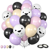 Purple Pink Halloween Balloons 12 Inch Ghost Latex Balloons Pastel Black Apricot Party Decor