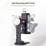 Metal Phone Tripod Mount, Arca Compatible Base with Cold Shoe, 360° Swivel and 180° Tilt Adjustment, Includes Multiple 1/4 Bolt Expansion Ports,