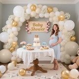 White Sand Gold Balloons Garland Arch Kit,156Pcs White Nude Balloons W