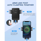 Wireless Car Charger, 15W Fast Charging Car Mount Auto-Clamping Car Charger, Dashboard Windshield Phone Holder Compatible With Iphone 15/14/13/13 Pro/12 Pro12/11/X/8, Samsung S23/S22/S10/S9/S8