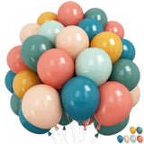 Boho Rainbow Balloon Set: Teal, Orange, Yellow, Green, Blue - 60pcs