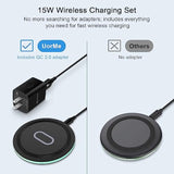 15W Wireless Charger Pixel Fast Charging Station For Google 9 Pro Xl 8A 8 Pro 7 Pro 7A 6 Pro,Wireless Charger Pad With Adapter Samsung Galaxy S24 S23 Fe S22 S21 S20 Note 20,Motorola Edge X50 Ultra Pro