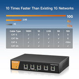 8 Port 10G Ethernet Switch Unmanaged, 8X 10G Rj45 Ports Support 10G/5G/2.5G/1000M/100M Auto-Negotiation, 160Gbps Switching Capacity, Desketop Or Rackmountable Plug And Play Network Switch