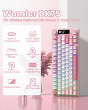 Womier Dk75 75% Wireless Gaming Keyboard, Rgb Backlit Creamy Keyboard With Multifunction Knob & Screen, Tri-Mode 2.4Ghz/Usb-C/Bt5.0, Anti-Ghosting No-Conflict Silent Membrane Keyboard For Mac Windows