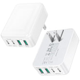 2Pack Flat Usb C Charger Block, 40W 4-Port Foldable & Slim Fast Charging Block Wall Plug, Thin Type C Cube Box For Iphone16E 16 15 Pro Samsung S25 S24, Pixel, Tablets, Multiport Power Adapter Brick