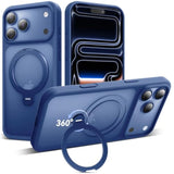 iPhone 17 Pro Max Case Blue Magnetic Stand with 360 Spin and MagSafe Compatibility